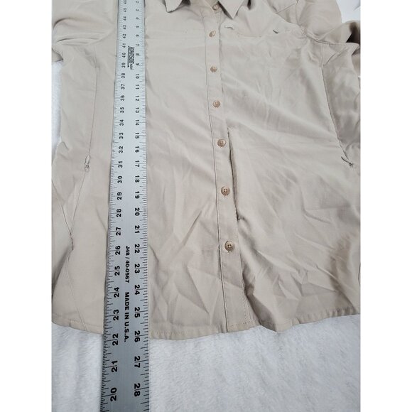 REI Womens Beige Long Sleeve Button-Up Shirt Large Lightweight Outdoor Hiking - Picture 7 of 8